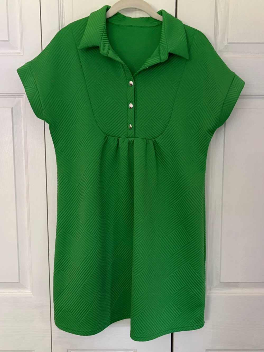 SHEIN Green Textured Retro Mini Dress - Size 6 (runs big)